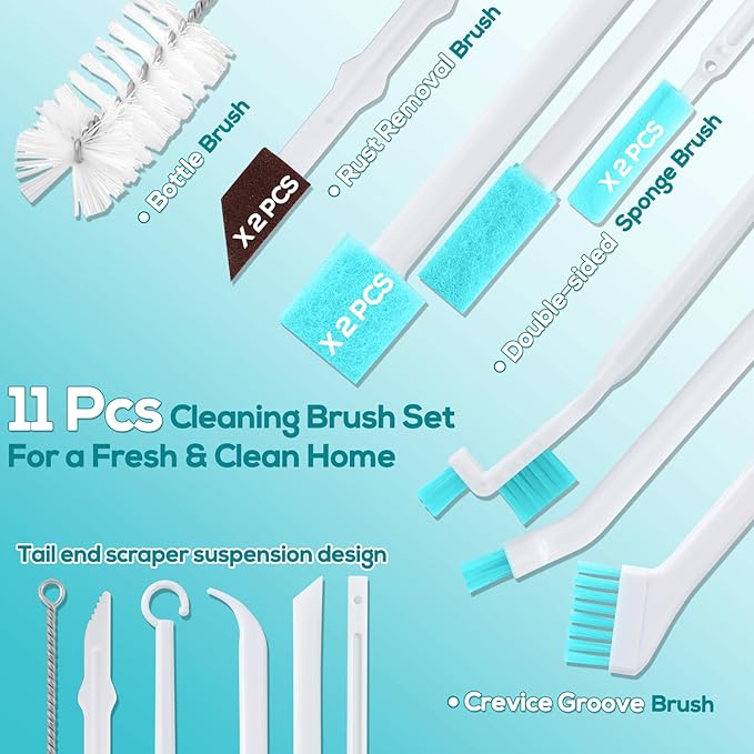 XANGNIER 11 Pcs Humidifier Cleaner Brush Set – Small Detail Cleaning Brushes for Crevices, Gaps, Corners, Keyboard, Bottle, Tiles, and Tight Spaces – Household & Travel Cleaning Tools