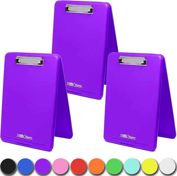 Think2Master [3 Pack] Purple Plastic Storage Clipboard. | 25% Heavier & Sturdier| Heavy Duty and Won’t Flex Like Other Brands (Compare The Weight). Storage Compartment Holds 150 Letter Sized Paper.