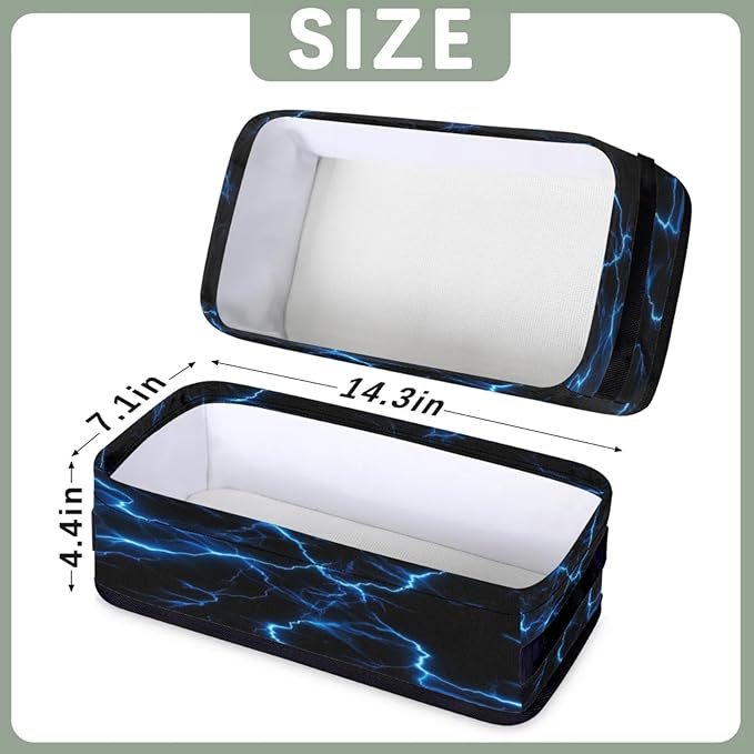 Blue Lightning Bolt Small Bathroom Baskets for Toilet,Foldable Toilet Paper Tank Basket Organizer for Towels Storage Decorative Open Storage Bins for Home,Closet,Containers,Cabinet