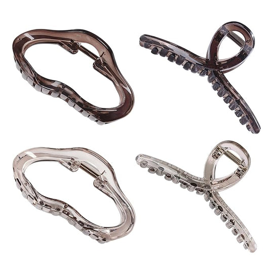 Emma Lily 4pcs Large Hair Claw Clips for Women – Dark & Light Brown Strong Hold for Thick Hair Casual Daily Use