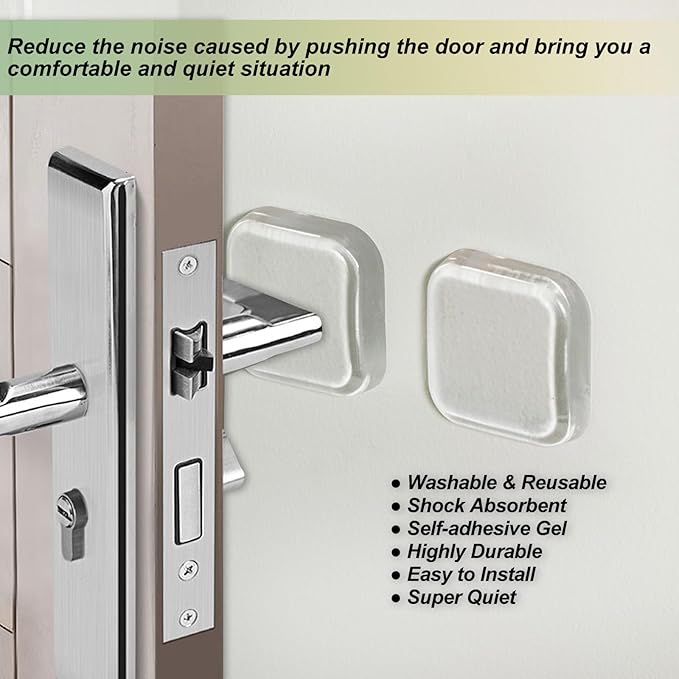 Door Stopper Wall Protector, Wall Shield Bumper Guard from Door Knobs,Sturdy Self Adhesive,Soft and Transparent,Washable Reusable Shock Absorbent Gel for Home Office (6, Transparent)