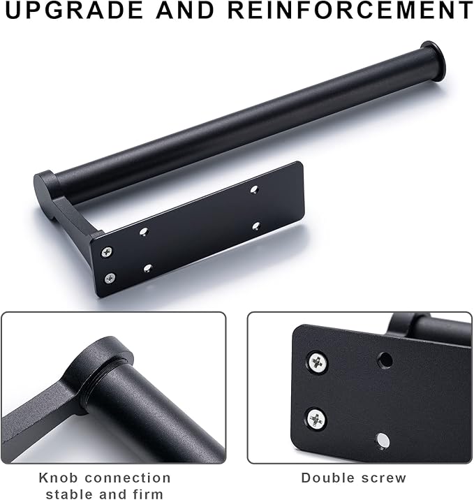 Honmein Paper Towel Holder, Aluminum Alloy Paper Towel Holders, Stylish Wall Mount and Under Cabinet Paper Towel Holders for Easy Access (Black)