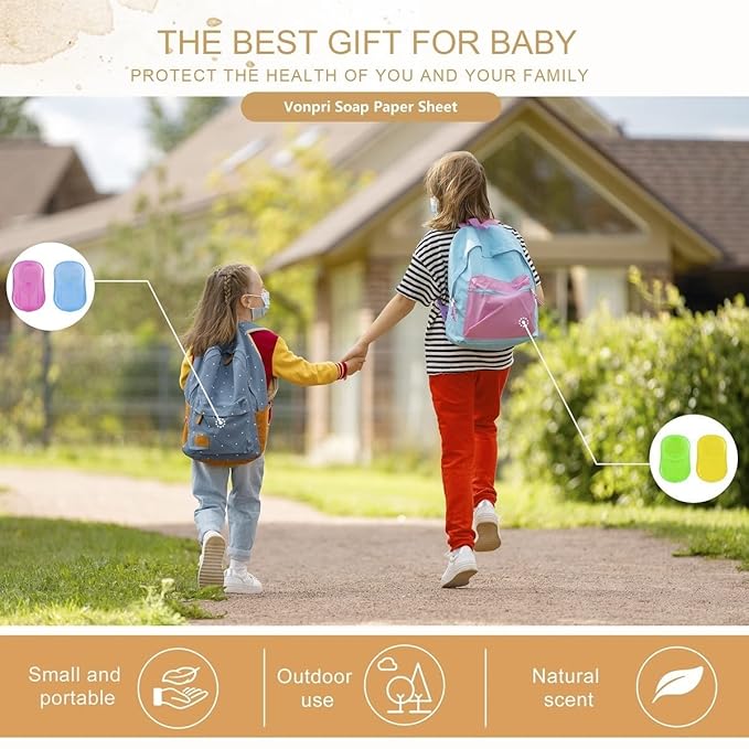 Soap Paper Sheets, 400 Sheets Mini Portable Disposable Travel Soap Boxes Hand Washing Cleaning Paper Slices Strips for School On-the-go Camping Hiking Outdoor Foot and Hand Care