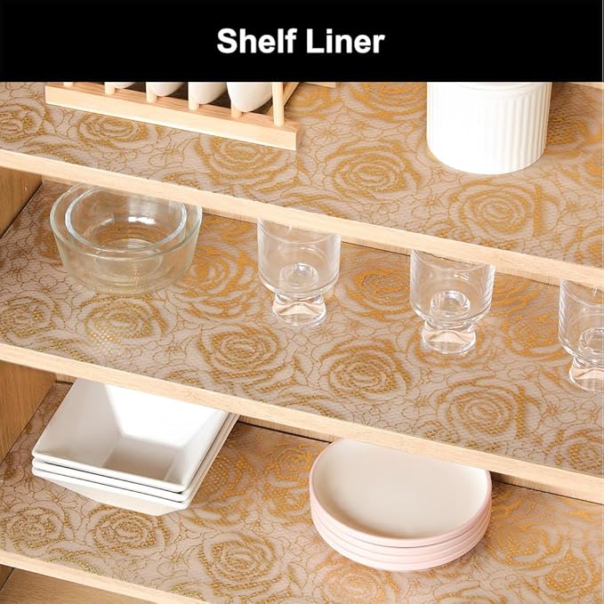 Cooyes Shelf Liner – Premium Non-Adhesive Cabinet & Drawer Liner for Kitchen – Waterproof Shelf Paper with Modern Pattern – Durable EVA Cabinet Mat – Easy to Cut （11.8" W x 236" L）