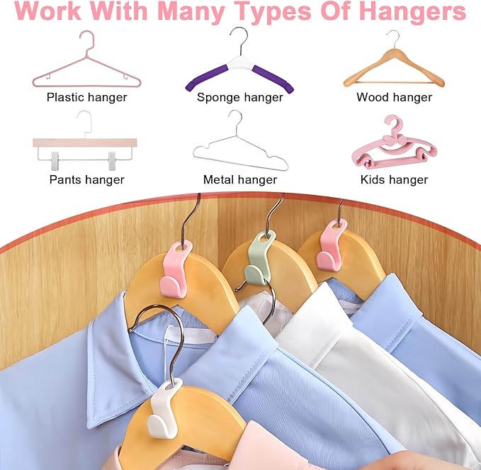 100 PCS Space Saving Hanger - Clothes Hanger Connector Hooks, Stacking Space Saver, Plastic Closet Organizers and Storage Extender for Heavy Duty Hangers Connection (100, White)