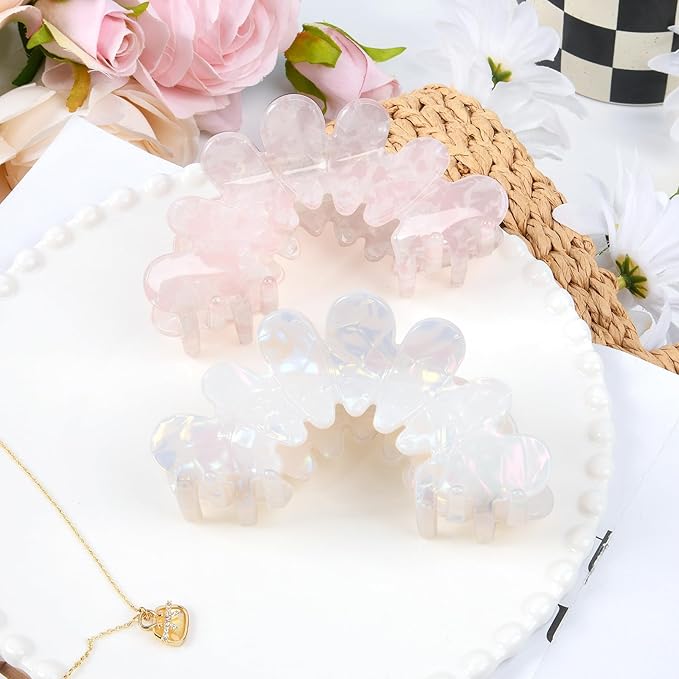 2 Pack Hair Claw Clips Women Large Tortoise Hair Clip French Design Barrettes Celluloid Leopard Print Accessories Jaw Clips for Thick Hair