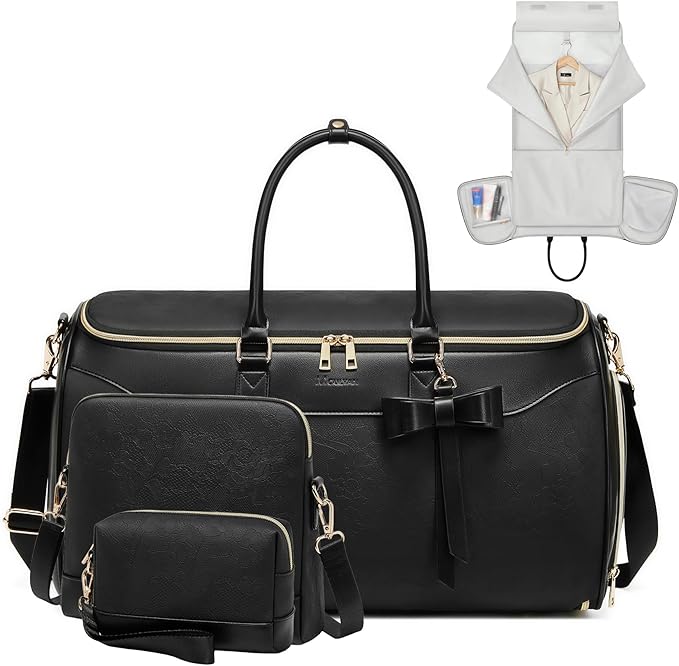 Garment Bags for Travel, 45L Carry-on Convertible Garment Duffle Bag for Men Women - 3-in-1 Hanging Suit Travel Bag with Shoulder Strap (Black-A)