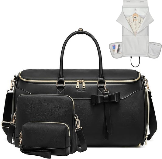 Garment Bags for Travel, 45L Carry-on Convertible Garment Duffle Bag for Men Women - 3-in-1 Hanging Suit Travel Bag with Shoulder Strap (Black-A)