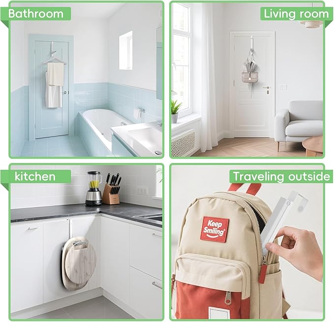 Over The Door Hooks, Extended Over The Door Clothes Hanger with 11 Ridges, Space-Saving Over The Door Rack Door Hooks for Hanging Clothes, Larger Capacity Over The Door Hanger, Upgraded Version.