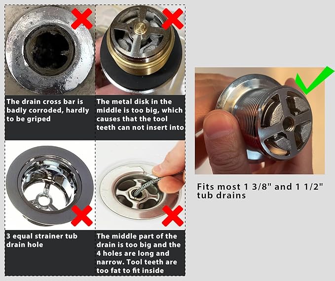 Tub Drain Remover Wrench Removal Tool Dual Ended Dumbell for Bath Drains Heavy Duty Aluminum