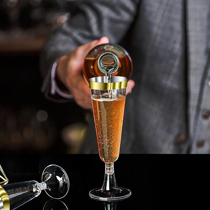 SUREHOME Gold Champagne Flutes Plastic Champagne Glasses Disposable 40 Pack 5 Oz Gold Rim Crystal Stemware Wedding Toasting Wine Mimosa Glasses Cups Bulk for Birthday Graduation Party Supplies 2026