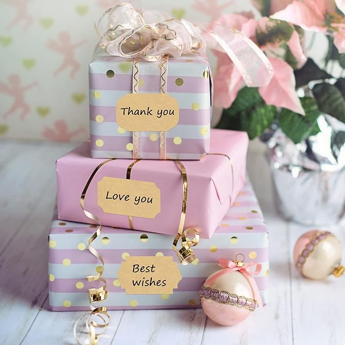 Wisdompro Assorted Shape Label Stickers, Self Adhesive Gift Tag Stickers Blank Writable Labels for Essential Oil Bottles, Jars, Food Containers (256 Pcs, Small)