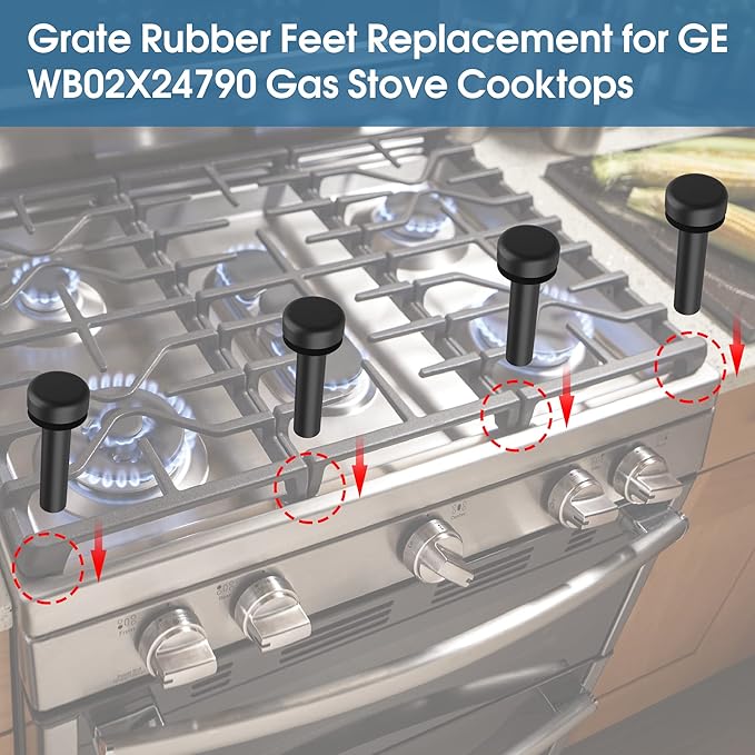 Replacement WB02X24790 Gas Stove Grate Bumpers Rubber Feet for GE Range Burner Cafe Stove Top Cooktop 20 Pack