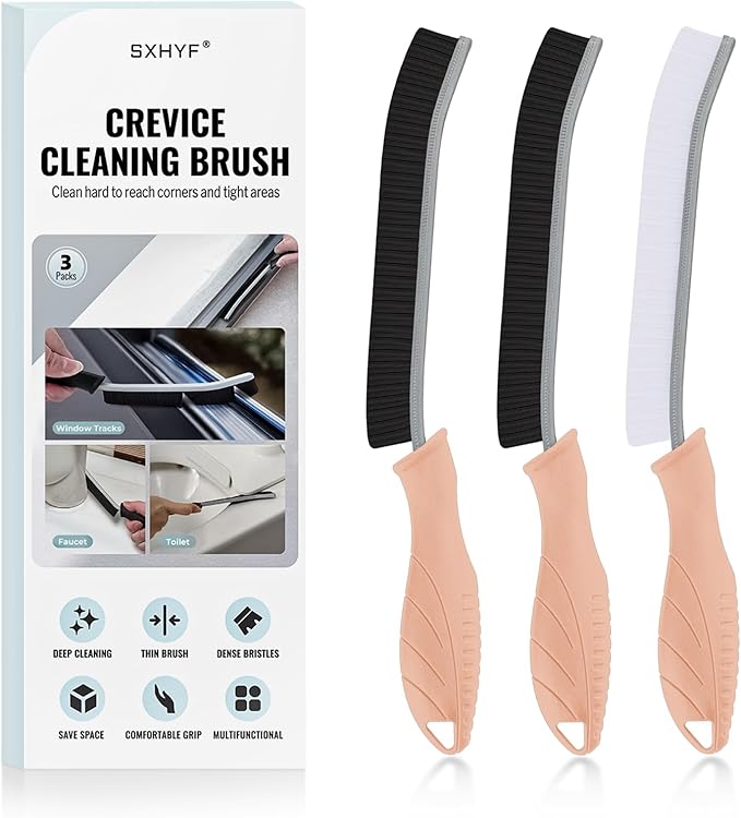 SXhyf Crevice Cleaning Brush - Grout Scrub Brush, House Cleaning Supplies, Gap Cleaning Tools, Home Essentials, Gifts for Women Men, Hard Bristle Crevice Cleaner Brush for Household Use, Bathroom
