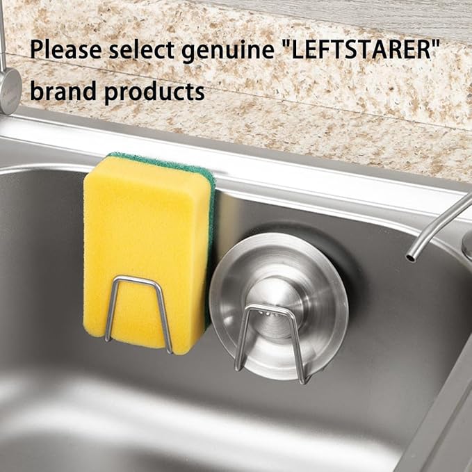 LEFTSTARER 4 Pack Sink Sponge Holder for Kitchen Sink Premium SUS304 Stainless Steel Rustproof Waterproof Quick Drying Small Strong Adhesive Sponge Holder (4)