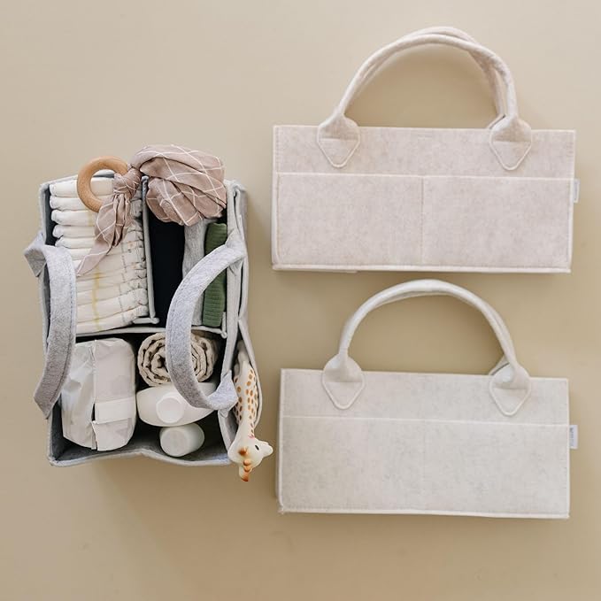 PUTSKA Baby Diaper Caddy Organizer - Nursery Storage Basket for Diaper Station, Baby Basket Shower List and Registry Gift Must-Haves, Newborn Essentials, Nursery Decor for Boy or Girl - Mocha,Regular