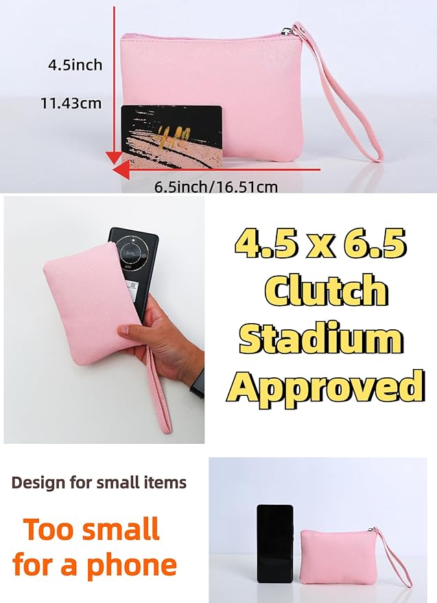 2 Pack Small Zipper Pouch Mini Makeup Bag for Purse Lipstick Cosmetic Travel Make Up Organizer for Women Essentials, Car Change Coin Holder 4.5 x 6.5 Clutch Stadium Approved Wristlet, Pink Brown