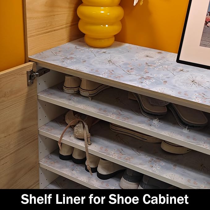 Dandelion Shelf Liners Strong Non-Slip and Non Adhesive Shelf and Drawer Liners for Kitchen Cabinet Wire Fridge, Waterproof Shelf Drawer Liner,Easy to Clean,12IN x 10FT