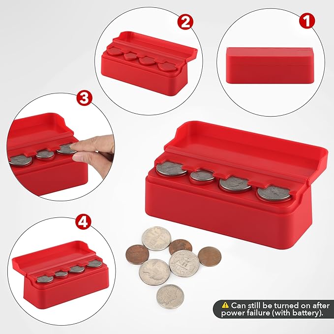 SINGARO Coin Holder for Car, Coin Change Organizer Compatible with Coins of Different Sizes, Dash-Mounted Holder Suitable for Most Cars, Trucks(Red)
