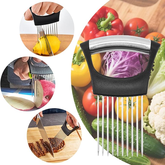 2PCS Onion Holder for Slicing, Onion Slicer Holder, Onion Cutter Vegetable Chopper for Slicing of Tomatoes, Avocados, Eggs and Other Vegetables, Multi-functional Kitchen Gadgets