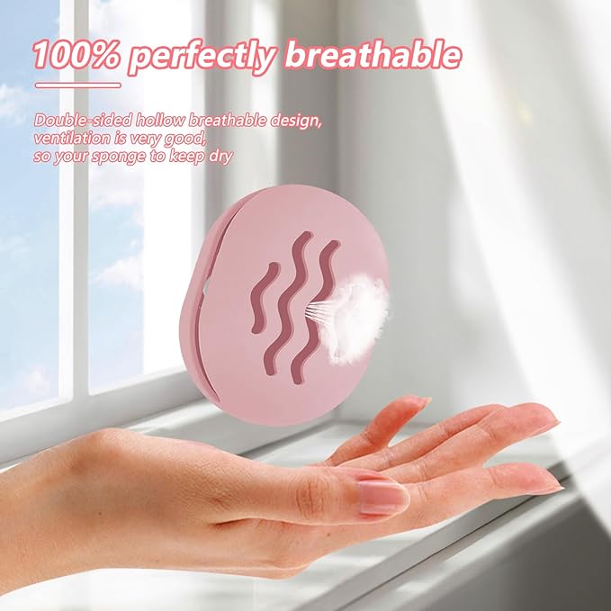 2-Pack Sponge Holder Silicone Makeup Sponge Travel Case Makeup Beauty Sponge Holder - Travel Storage Case for Beauty Blenders, Portable Organizer（Rose+Pink）