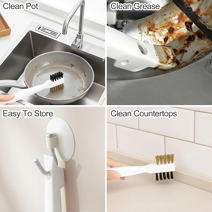 Ymapinc 2-Pack Gas Stove Top Cleaner - Gas Stove Kitchen Cleaning Scrub Brush with Cooktop Scraper, Household Cleaning Tools & Scrubber for Range Hood Grease Grime