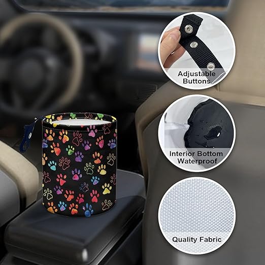 gearider Puppy Dog Paw Car Garbage Can Holder Organizer Storage Box Auto Trash Bin Accessory with Adjustable Buttons Collapsible Automotive Trash Container Fit for SUV Trucks Van Sedans