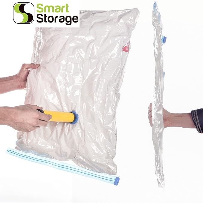 6 PC Large Vacuum Storage Bags | Space Saver Bags Underbed Storage for Clothes, Bedding & Travel Bag Sealer | Vacuum Sealer Bags with Travel Pump | Waterproof Bags Works with Any Vacuum