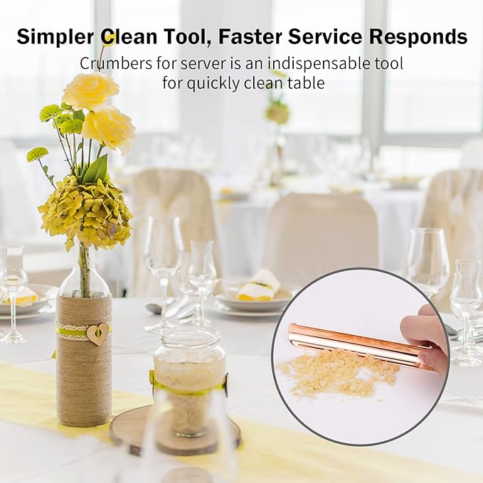 Crumbers for Servers, Compact Crumb Sweeper with Pocket Clip, Scraper Tool Kitchen, Serveware Tabletop Clean Accessories in Restaurant & Home for Waiters, Waitresses and Server (20 PACK, Rose Gold)