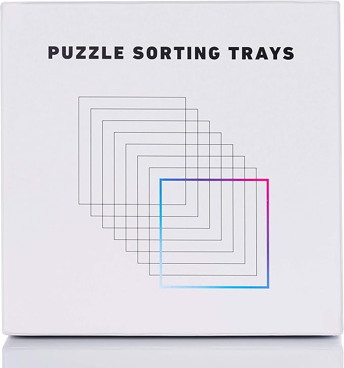 Tidyboss 8 Puzzle Sorting Trays with Lid 10" x 10" - Portable Jigsaw Puzzle Accessories White Background Makes Pieces Stand Out Sort Patterns, Shapes and Colors | for Puzzles Up to 1500-2000 Pieces