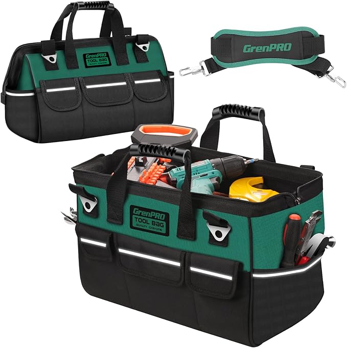 Tool Bag Organizer for Men, Wide Mouth Small Tool Bags,14 Inch Soft Handle Toolbox Organizer Storage, Large Zipper Electrician Tool Bag