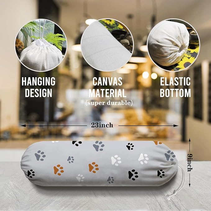 Paw Prints Plastic Bag Holder, Reusable Grocery Garbage Bags Holder, Wall Mount Plastic Bags Organizer, Kitchen Housewarming Gift for Women Dog Lover, Kitchen Pattern Garbage Bag 56