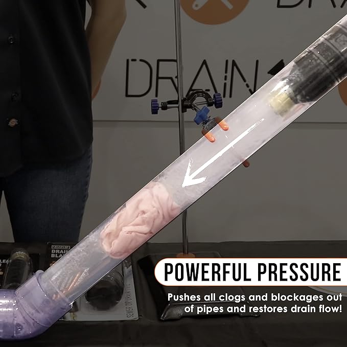 DrainX Hydro Pressure Drain Cleaning Bladder Pro - Fits 1.5" to 3" Drain Pipes - Unclogs Stubborn Blockages in Bathroom Sinks, Shower Drains, Bathtubs, Plumbing Pipes