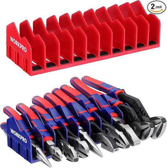 WORKPRO 2-Pack Plier Organizer Rack, Pliers Holder and Cutter Organizers with Non-Slip Rubber Base, 20-Slot Tool Box Organizer, Tool Drawer Organizer, Tool Storage, Plier Rack (Pliers Not Included)