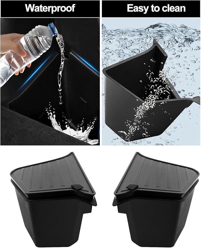 cybtkcar for Tesla Trunk Storage Bins Model Y Juniper 2026 2025 Refresh Rear Organizer with Lid Trunk Side Storage Box Model Y Interior Accessories TPE Waterproof Cargo Storage Bins Black 2PCS