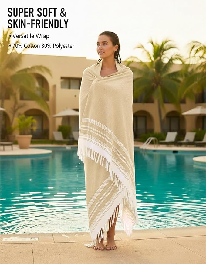 Oversized Turkish Beach Towel Blanket Cotton Giant XL Sandproof Towels Huge Linen XXL Extra Large Big Throw Quilt Blankets for Adults Cloud Travel Camping Glamping Accessories Essentials