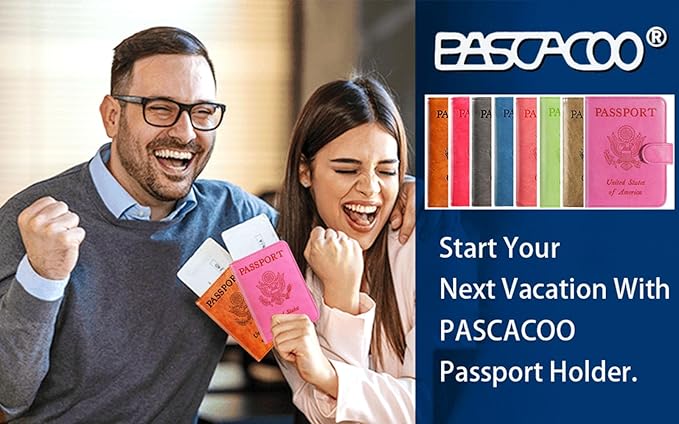 Airtag Passport Holder Cover Wallet RFID Blocking Leather Case Travel Essentials Luggage Accessories Travel Must Have(118#Blue)