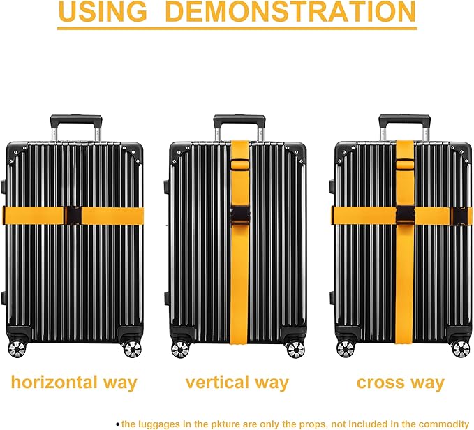 Luggage Straps for Suitcases TSA Approved Travel Belt 4 Pack by Chelmon (Yellow)