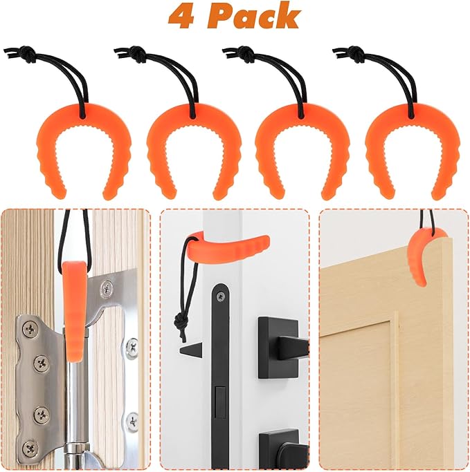 4 Pcs First Responder Door Stop, Rubber Door Stopper Wedge Doors Jam for Law Enforcement Police Firefighter Emergency Medical Services Gear Accessories (4 Orange)