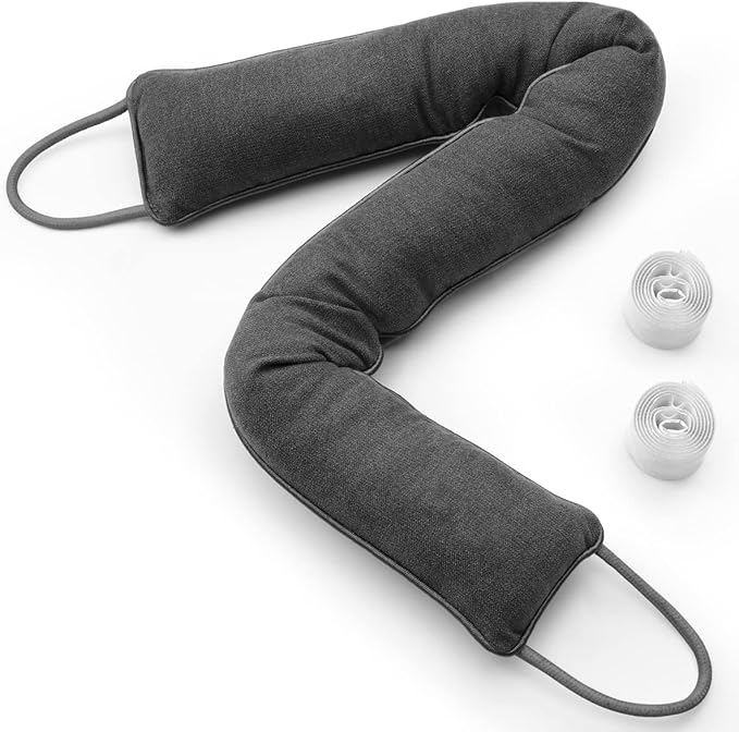 Door Draft Stopper, 48 Inch Weighted Under Door Noise Cold Air Blocker, Heavy Duty Sound Proof Draft Guard Gap Snake for Bottom of Doors and Windows (Gray)