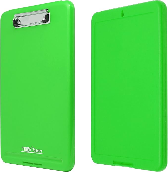 Think2Master Green Plastic Storage Clipboard. | 25% Heavier & 25% Sturdier| Heavy Duty and Won’t Flex or Bend Like Other Brands (Compare The Weight). Storage Compartment Holds 150 Letter Sized Paper.