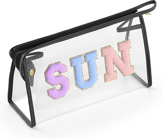 Embla Makeup and Lotion Bag - Waterproof Makeup and Sunscreen Pouch for Travel, Beach, Pool - Clear Zipper Pouch for Sunscreen and Cosmetics Storage, Durable Make Up Organizer for Beach Bag Essentials