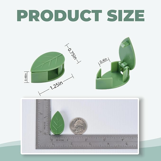 30/60/100PCS Plant Climbing Wall Fixture Clips,Invisible Wall Plant Vines Fixing Clips,Self-Adhesive Vine Support Holder for Climbing Plants. (30, Green-Leaf Shaped)