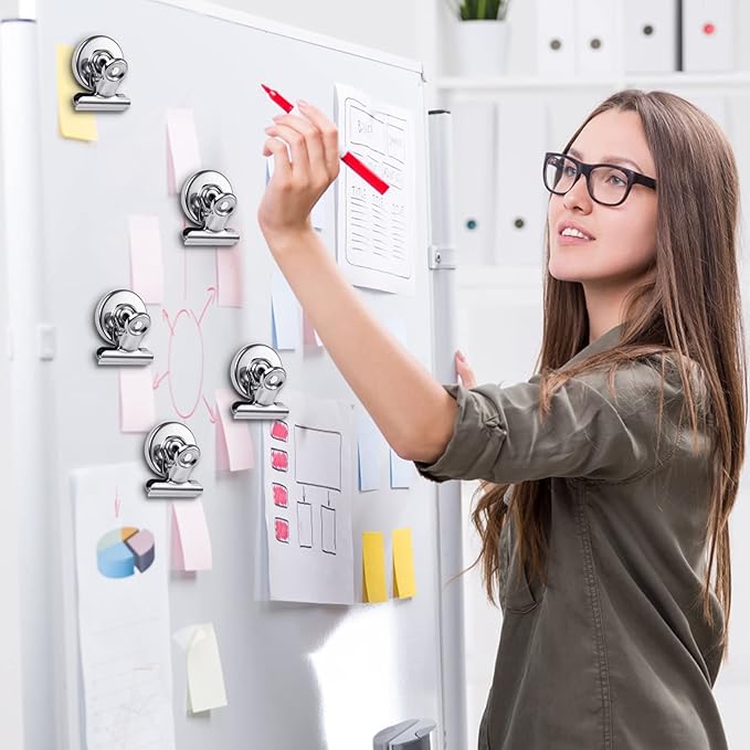 24 Pack Magnetic Clips Fridge Magnets Heavy Duty Magnet Clips for Whiteboard & Refrigerator Wide Scratch Safe Best for House Office School Use