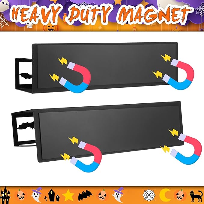 2 Pack Bat Magnetic Spice Rack for Refrigerator Metal Magnet Basket Shelf for Fridge Seasoning Storage Organizers Home Decor Kitchen Accessories (Black)