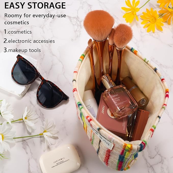 ZLFSRQ Makeup Bag Travel Cute Cosmetic Bags for Women Large Capacity Rainbow Toiletry Pouch Zipper Cosmetic Pouches for Purse Aesthetic Makeup Brushes Organizer Portable Toiletry Bags