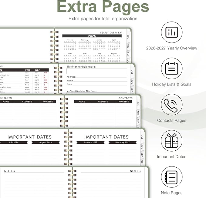 Planner 2026-2027, Academic Weekly and Monthly Calendar Planner, July 2026 - June 2027, Hardcover Planning Agenda Book for Desk Accessories and School Supplies - A5 Size (6.3'' x 8.5'')