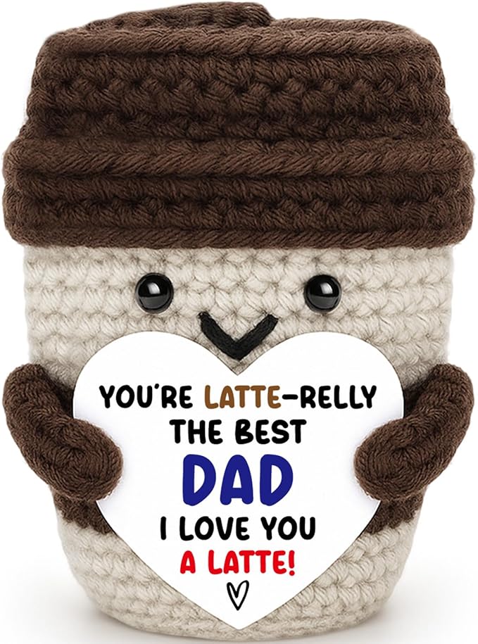Agantree art Dad Gifts from Son Daughter Birthday Gifts Fathers Day for Bonus Step Dads Father I Love You A Latte Coffee Mug Handmade Crochet Positive Ideas Cute Stuff Small Desk Home Decoration