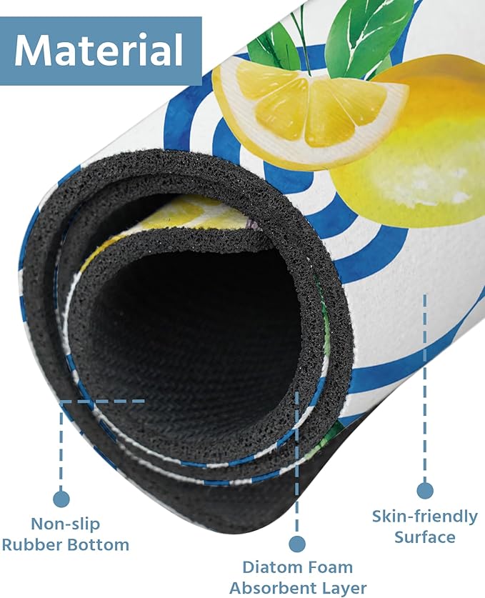 Patterned Sink Faucet Mat Kitchen Splash Guard Super Absorbent Drying Mat, Non-Slip Drain Pad for Kitchen Counter or Bathroom-24x5.5in