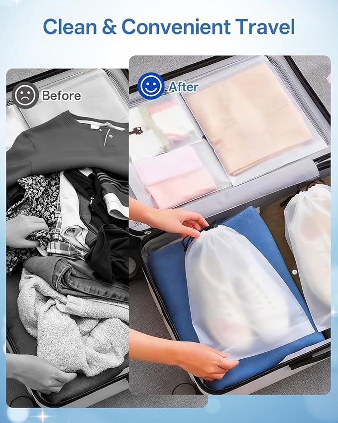 Teskyer Transparent Shoe Bags for Travel, 15.7" x 11.8" Waterproof Portable Travel Shoe Storage Bags for Packing - Travel Essentials for Men & Women, 6 PCS